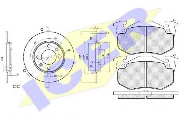 Set frana, frana disc Citroen ZX (N2), PEUGEOT 306 hatchback (7A, 7C, N3, N5), PEUGEOT 306 Cabriolet (7D, N3, N5) - ICER 30649-4247