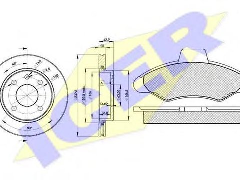 Set frana, frana disc FORD ESCORT Mk V (GAL), FORD ESCORT Mk V combi (GAL, AVL), FORD ESCORT Mk VI Cabriolet (ALL) - ICER 30790-1064