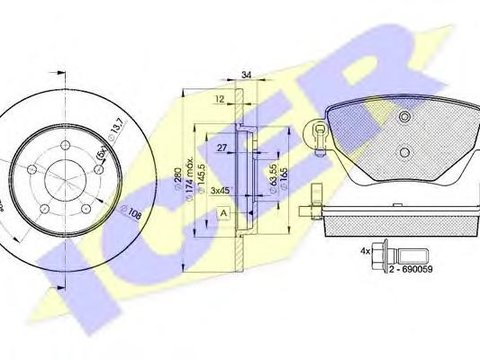 Set frana, frana disc FORD MONDEO Mk III limuzina (B4Y), FORD MONDEO Mk III (B5Y), FORD MONDEO Mk III combi (BWY) - ICER 31381-6768