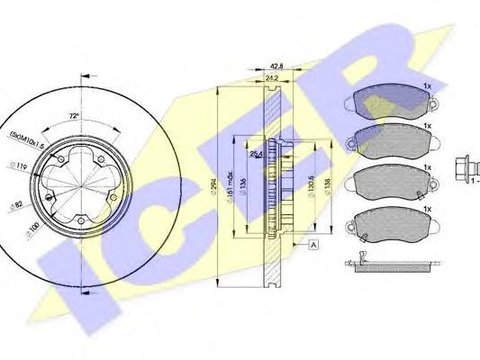 Set frana, frana disc FORD TRANSIT bus (FD_ _, FB_ _, FS_ _, FZ_ _, FC_ _), FORD TRANSIT Van (FA_ _), FORD TRANSIT platou / sasiu (FM_ _, FN_ _) - ICE