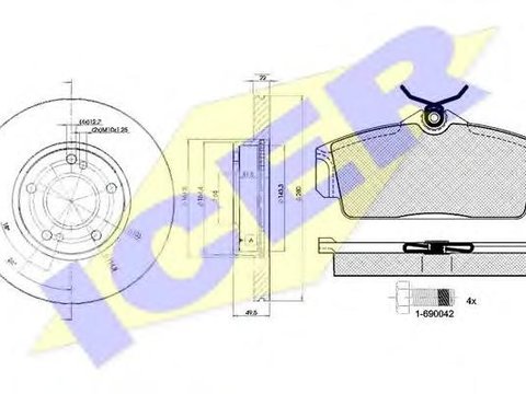 Set frana, frana disc NISSAN PRIMERA (P11), NISSAN PRIMERA Hatchback (P11), NISSAN PRIMERA Break (WP11) - ICER 31290-1057