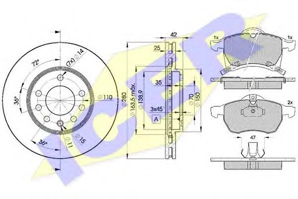 Set frana, frana disc OPEL ASTRA G hatchback (F48_, F08_), OPEL ASTRA G combi (F35_), OPEL ASTRA G limuzina (F69_) - ICER 31248-9060