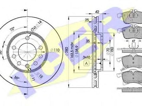 Set frana, frana disc OPEL COMBO caroserie inchisa/combi, OPEL MERIVA, OPEL COMBO Tour - ICER 31592-9060