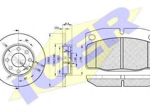 Set frana, frana disc OPEL KADETT D (31_-34_, 41_-44_), OPEL MONZA E (39_, 49_), OPEL KADETT E Cabriolet (43B_) - ICER 30454-1240