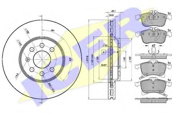 Set frana, frana disc OPEL MERIVA, OPEL COMBO Tour, VAUXHALL MERIVA Mk I (A) - ICER 31592-9001