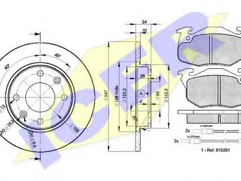 Set frana, frana disc PEUGEOT 106 (1A, 1C), Citroen ZX (N2), PEUGEOT 306 hatchback (7A, 7C, N3, N5) - ICER 30864-4689