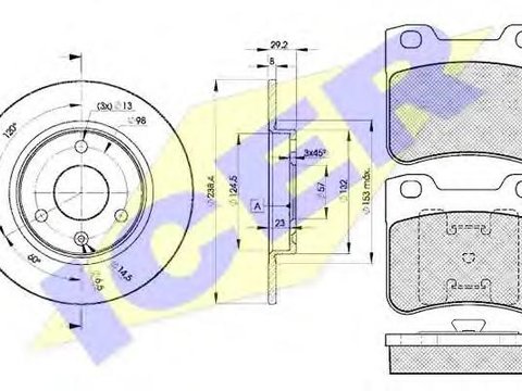 Set frana, frana disc PEUGEOT 106 (1A, 1C), Citroen CHANSON (S0, S1), PEUGEOT 106 Mk II (1) - ICER 31150-7199