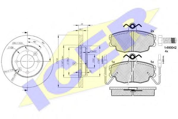 Set frana, frana disc RENAULT CLIO (B/C57_, 5/357_), RENAULT ENCORE (B/C37_), RENAULT 19 (B/C53_) - ICER 30554-6572