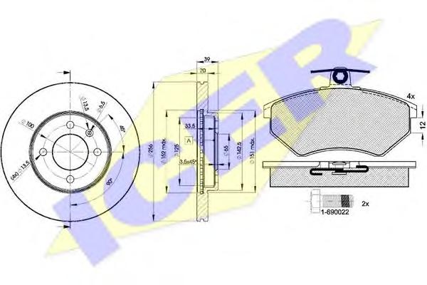 Set frana, frana disc SEAT TOLEDO (1L), VW PASSAT (3A2, 35I), VW PASSAT Variant (3A5, 35I) - ICER 31011-3790