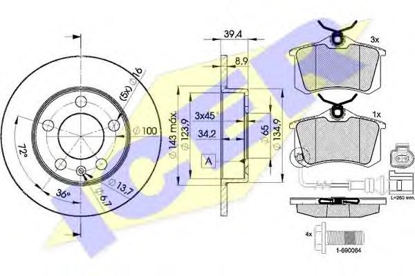 Set frana, frana disc SKODA FABIA (6Y2), SKODA FABIA Combi (6Y5), SKODA FABIA limuzina (6Y3) - ICER 31593-5601