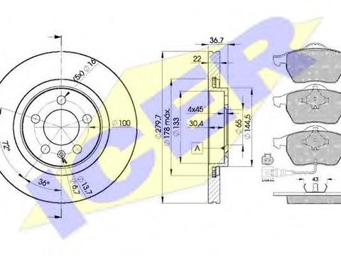 Set frana, frana disc SKODA OCTAVIA (1U2), VW GOLF Mk IV (1J1), VW GOLF Mk IV Estate (1J5) - ICER 31396-5603