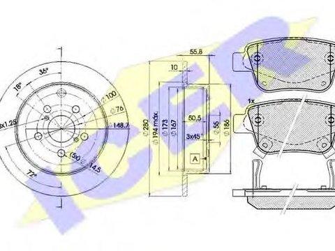 Set frana, frana disc TOYOTA AVENSIS limuzina (T25), TOYOTA AVENSIS Combi (T25), TOYOTA AVENSIS (T25_) - ICER 31688-0503