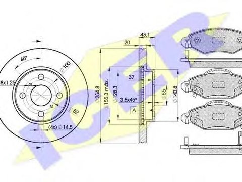 Set frana, frana disc TOYOTA VITZ (SCP1_, NLP1_, NCP1_) - ICER 31587-2040