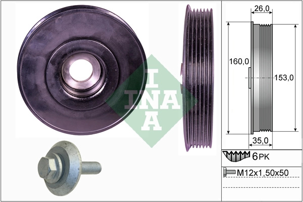 Set fulie, arbore cotit Schaeffler INA 544007920 compatibil cu PEUGEOT 206 CC (2D) 2005 2006 2007