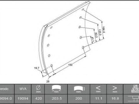 Set garnituri de frictiune, frana tambur DAF SB, RENAULT TRUCKS Magnum, RENAULT TRUCKS Manager - FERODO K19094.0-F3658