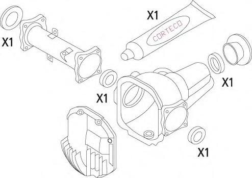 Set garnituri diferential 19536138 CORTECO pentru Mitsubishi Montero Mitsubishi Pajero Mitsubishi Pajeroshogun Mitsubishi Shogun Mitsubishi Challenger Mitsubishi G-wagon Mitsubishi L Mitsubishi Triton