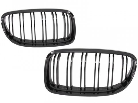 Set Grile Radiator Nari Duble Bmw Seria 3 E91 2008-2012 LCI M Design Negru Lucios FGBME90DPB