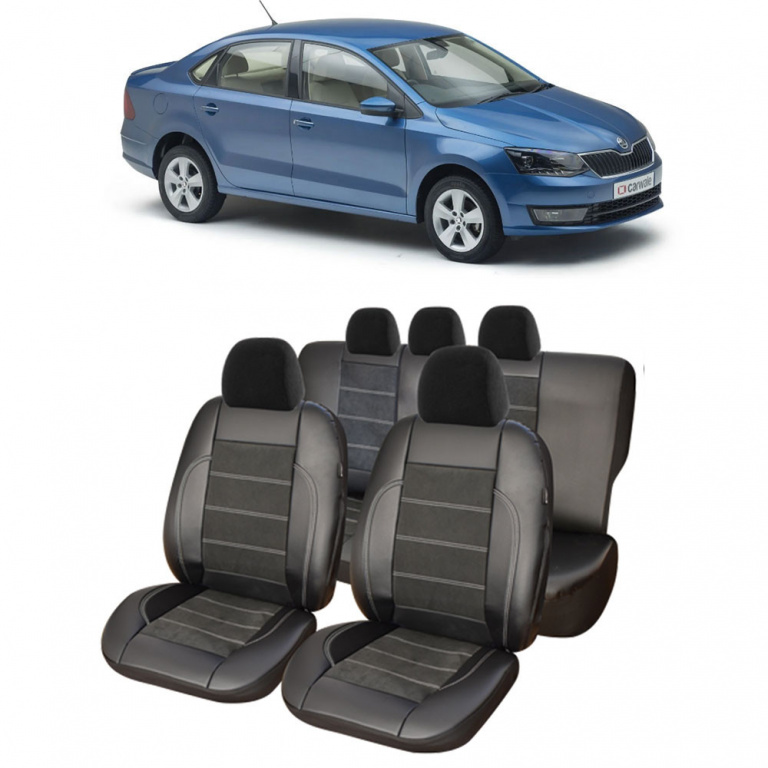 Set Huse Auto Exclusive Piele Leather si Alcantara compatibile cu Skoda Rapid 08649-223