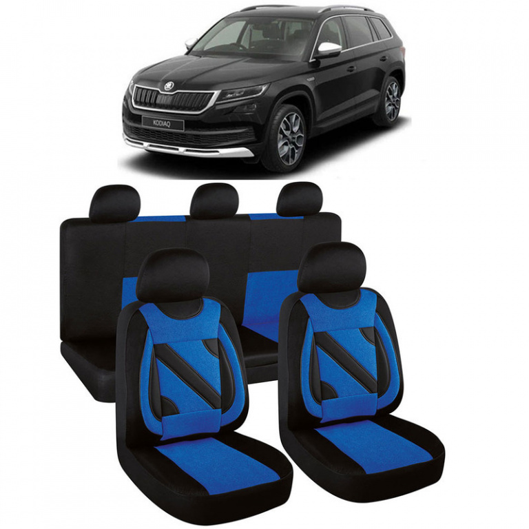 Set Huse Auto Nero Albastru cu insertii rosii compatibile cu Skoda Kodiaq 108818_227