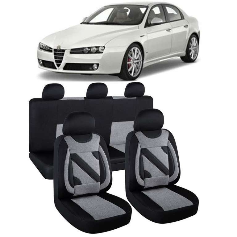 Set Huse Auto Nero Gri cu insertii rosii compatibile cu Alfa Romeo 159 108820_5