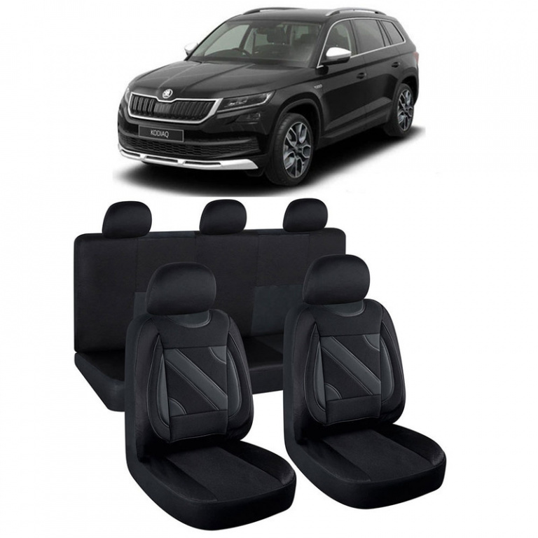 Set Huse Auto Nero Negru cu insertii rosii compatibile cu Skoda Kodiaq 108817_227