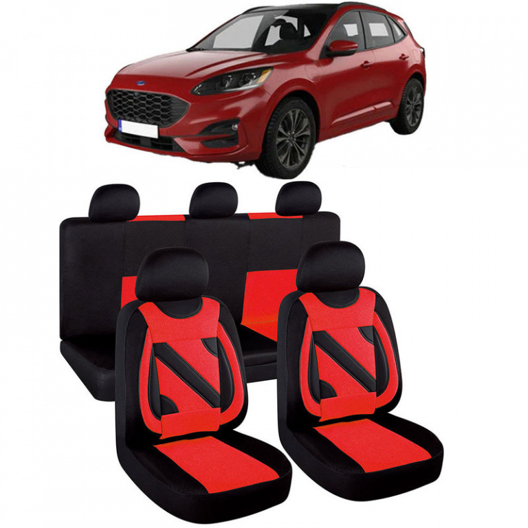 Set Huse Auto Nero Rosu cu insertii rosii compatibile cu Ford Kuga 108819_86