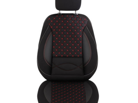 Set huse scaun Premium Lux negru cusatura rosie