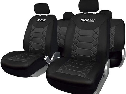 Set Huse Scaune Auto pentru Daewoo Tico - Sparco Sport, negru, 9 bucati