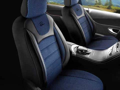 Set Huse Scaune Auto pentru Honda Accord - Prestige, negru albastru, 11 piese