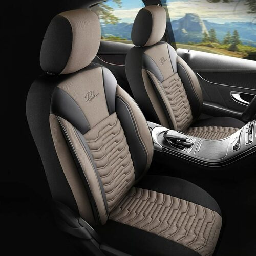 Set Huse Scaune Auto pentru Nissan Pulsar - Panda Paris, negru bej, 11 piese
