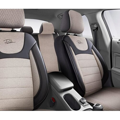 Set Huse Scaune Auto pentru Nissan Pulsar - Panda Prestige, Negru-Bej, 11 piese