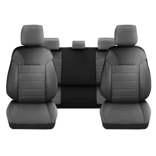 Set Huse Scaune Auto pentru Seat Ateca - DeluxeBoss Classico, pentru bancheta rabatabila fractionata, 11 piese, negru alb