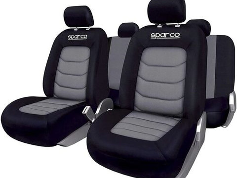 Set Huse Scaune Auto pentru Volkswagen Beetle - Sparco Ergo Sport, negru - gri, 9 bucati