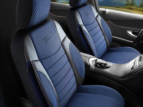 Set Huse Scaune Auto pentru Volkswagen Vento - Panda Elegant, Albastru, 11 piese