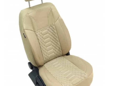 Set huse scaune auto universale, fata-spate, piele ecologica cu textil, BEJ-crem, MODENA Series