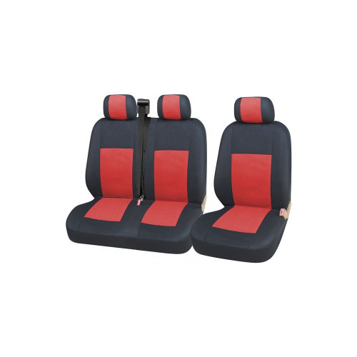 Set huse tapi?erie universale pentru autobuz ?i furgonet? 2+1 Negru+Ro?u Cod: BG7