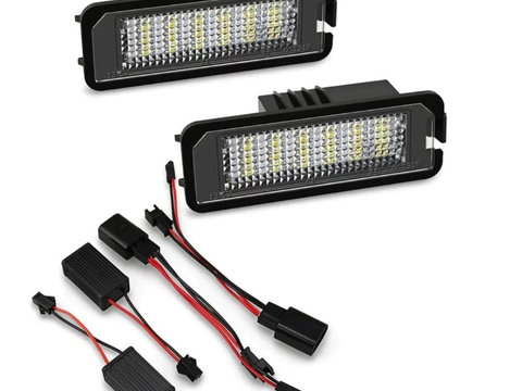 Set lampi LED numar CANBUS fara eroare compatibil cu VW Passat B6 / B7 / CC, Golf 4 5 6 7, Polo, Skoda, Seat