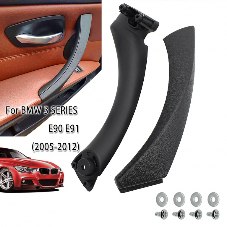 Set Maner Usa Interior Fata / Spate Stanga Interior + Exterior Am Bmw Seria 3 E90 2004-2012 Negru KON033