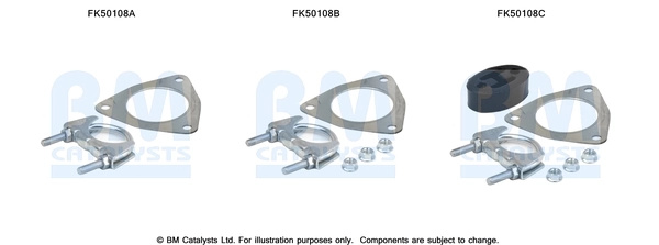Set montare toba esapament BM Catalysts FIAT 500 (312_) 2007-2012 - FK50108
