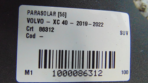 Set parasolare Volvo XC 40 din 2020