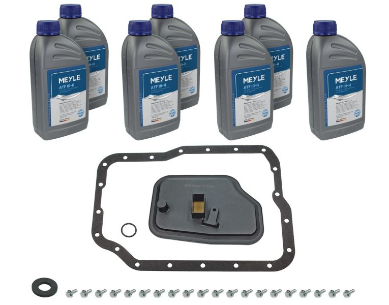 Set piese, schimb de ulei cutie de viteze automata Gearbox hydraulic filter With oil 4F27E FORD C-MAX FIESTA IV FIESTA V FIESTA VI FOCUS C-MAX FOCUS I FOCUS II FOCUS I/KOMBI MAZDA 3 6 1.25-2.3 08.98- MEYLE 714 135 0004