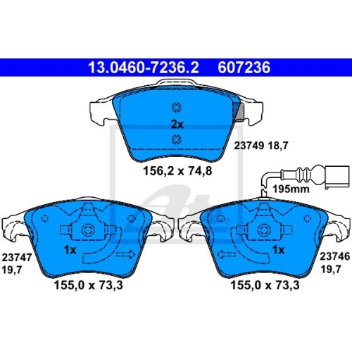 Set placute frana Ate 13046072362, parte montare : punte fata