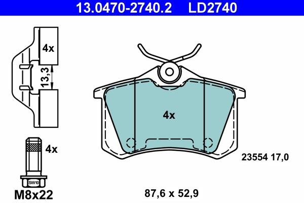 Set placute frana ATE PEUGEOT 208 I (CA_, CC_) 2012-2019 - 13.0470-2740.2