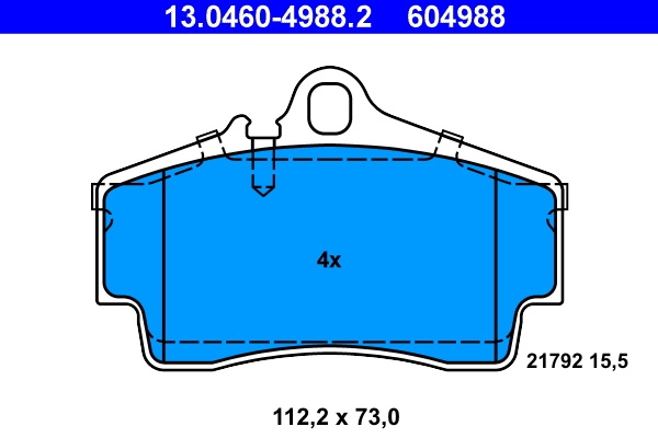 Set placute frana ATE PORSCHE 911 targa (996) 2001-2005 - 13.0460-4988.2