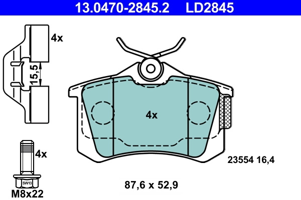 Set placute frana ATE RENAULT MEGANE II Hatchback Van (KM0/2_) 2003-2009 - 13.0470-2845.2