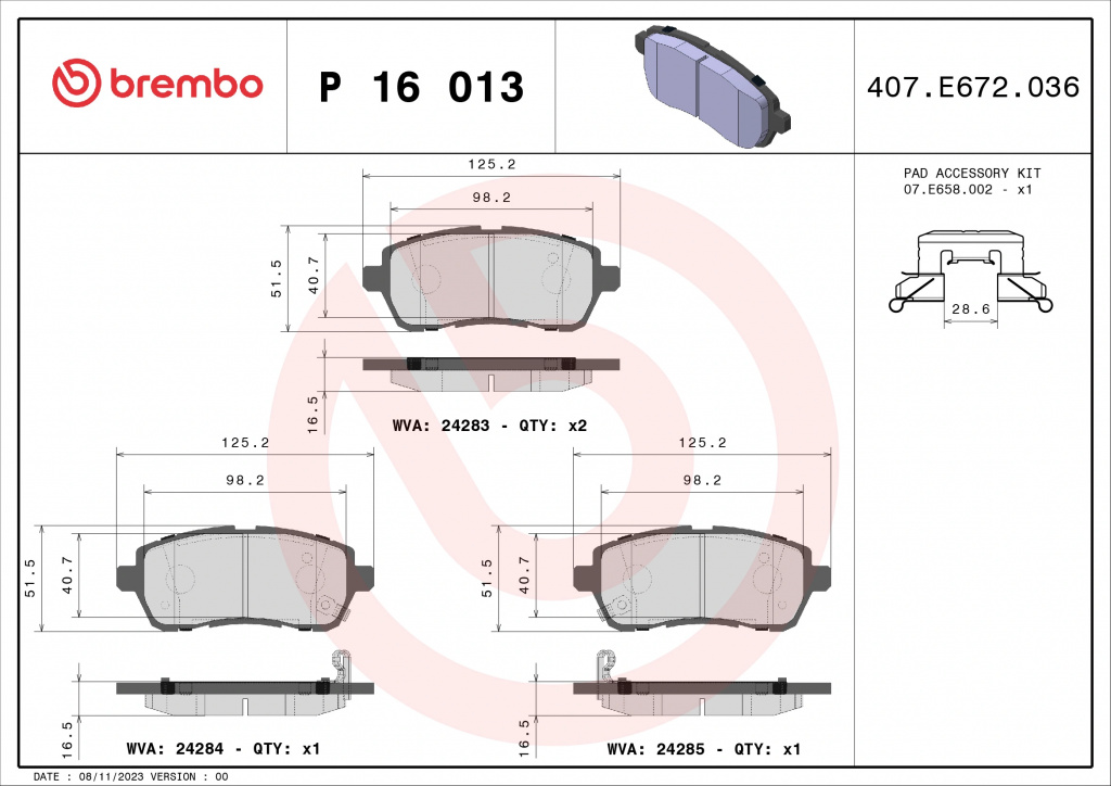 Set placute frana Brembo CHANGAN BENNI 2016-2023 - P 16 013