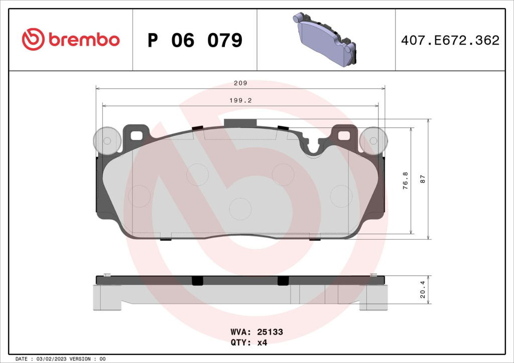 Set placute frana, BREMBO P 06 079 pentru BMW 2 cupe (F22, F87), 6 Cabriolet (F12) 20102018
