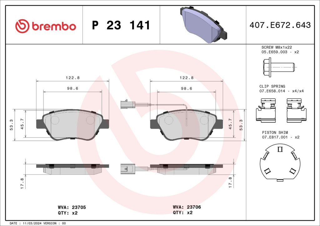 Set placute frana, BREMBO P 23 141 pentru ALFA ROMEO MITO (955), LINEA (323_, 110_) de la 2006
