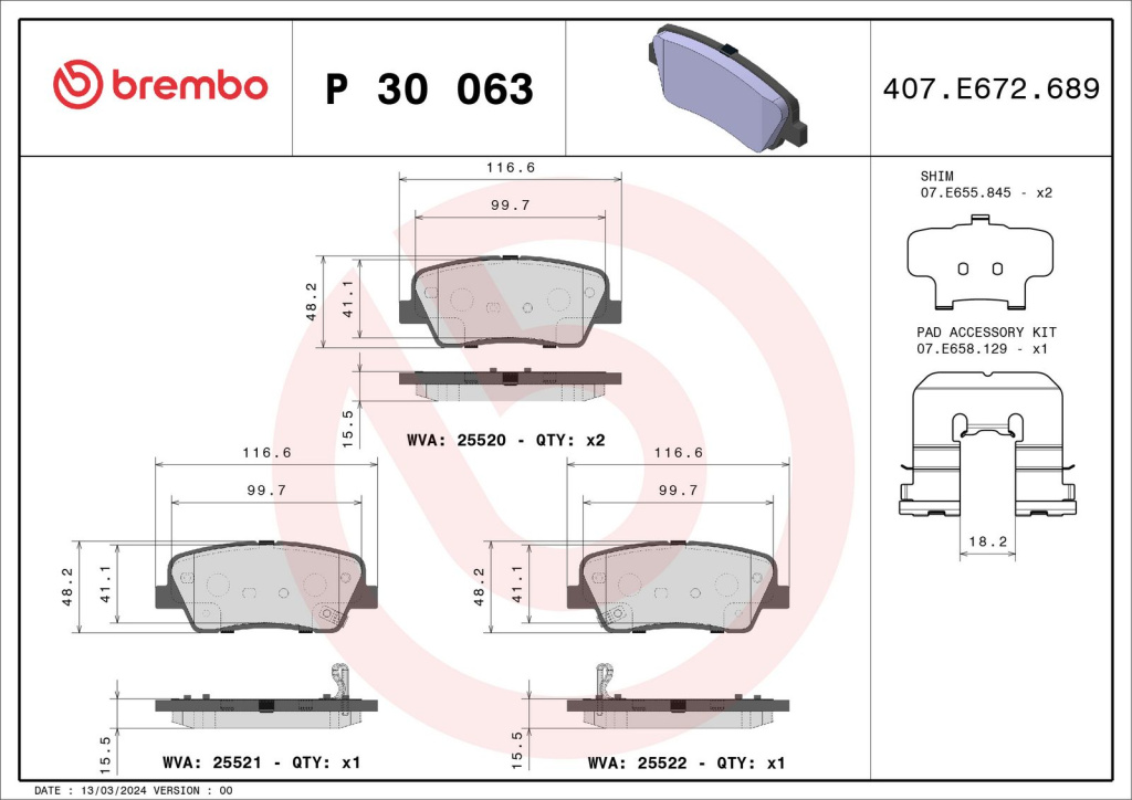 Set placute frana, BREMBO P 30 063 pentru HYUNDAI EQUUS / CENTENNIAL (VI), MUSSO (QK) de la 2018