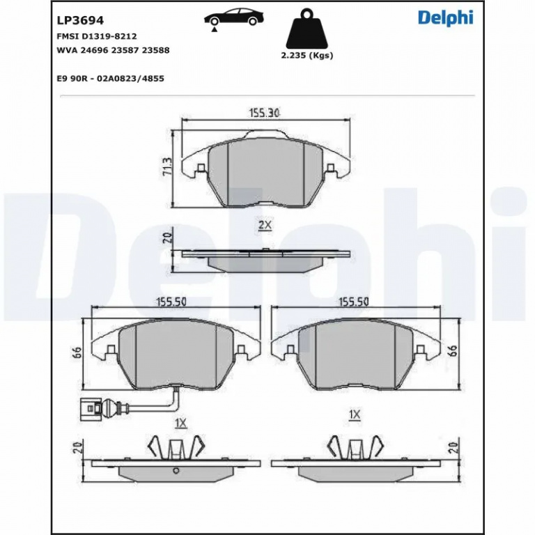 Set placute frana Delphi AUDI A1 (8X1, 8XK) 2012-2012 - LP3694
